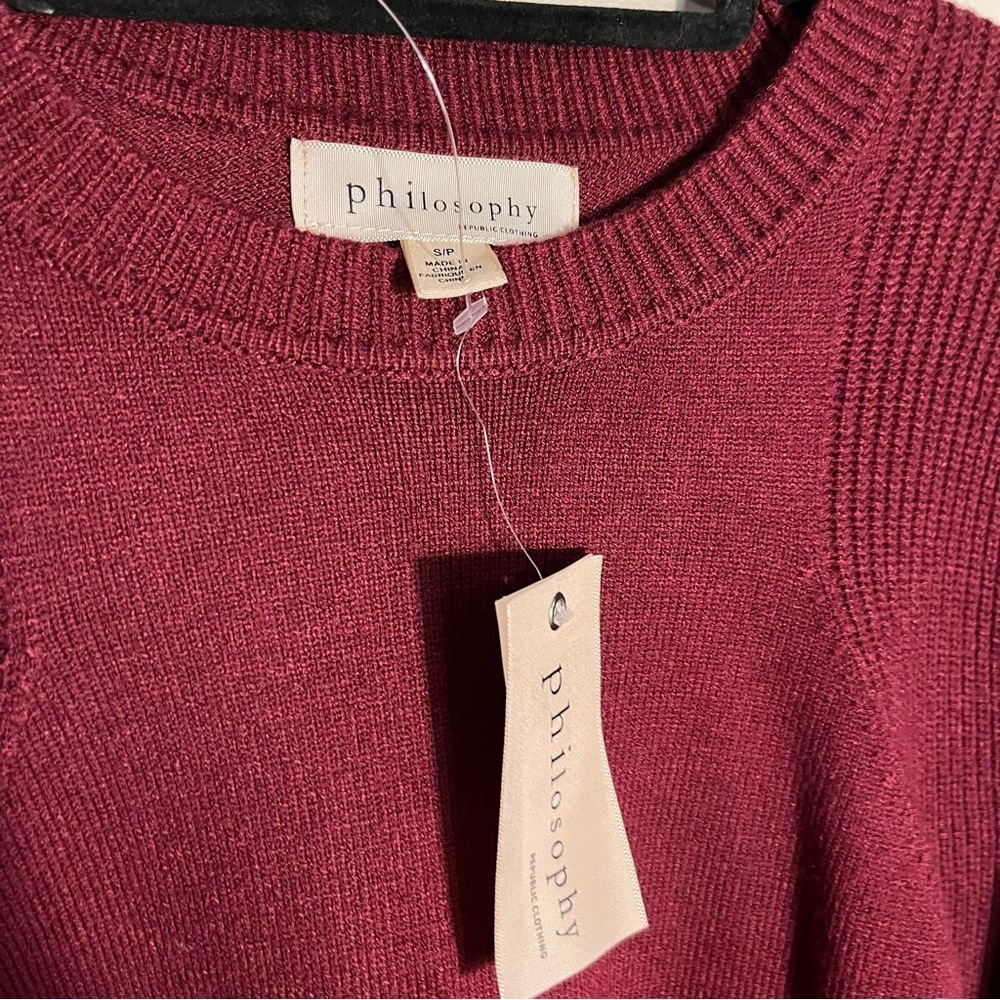 Philosophy Republic Clothing Women Burgundy Knit Crew Neck Sweater Small - Picture 4 of 6